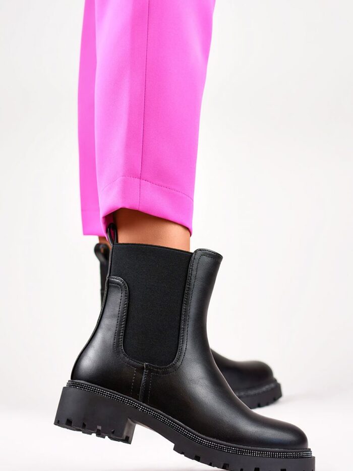 Elegant Black Eco Leather Winter Sneakers High Top Warm Comfortable Slip On (235583) lomora.store