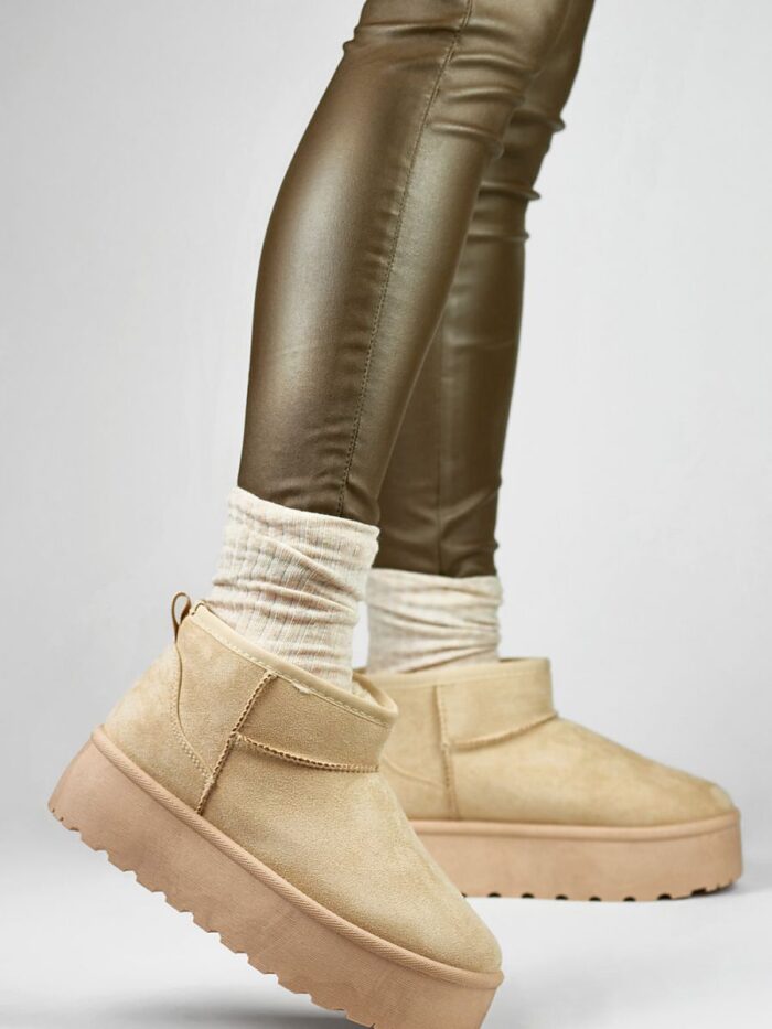 Bottes de neige de luxe en daim biologique pour femmes, plateforme doublée de fourrure chaude, légères (7708) lomora.store