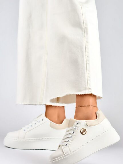 Ultimate White Eco Leather Womens Athletic Platform Sneakers for All Seasons (601788)