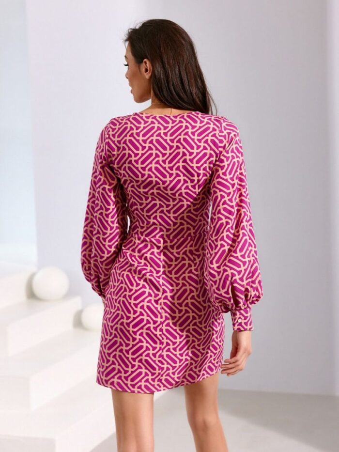 Stunning Polish Mini Dress Deep V Neckline Flared Hem Perfect for Parties Weddings (194303) lomora.store