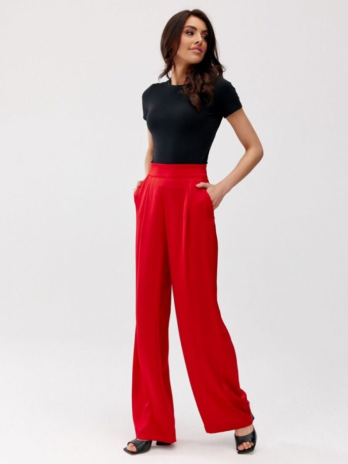 Luxurious Satin Wide Leg Trousers Elegant High Waist Design Versatile Style (194763) lomora.store
