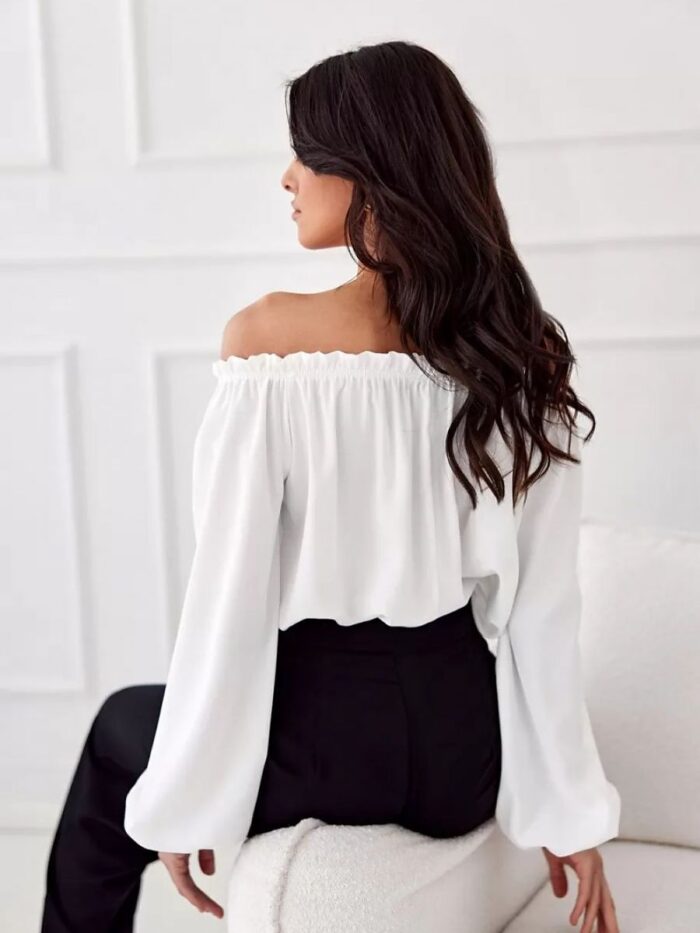 Elegant Satin Spanish Blouse Rosie Stunning Neckline Perfect Fit Long Sleeves (194773) lomora.store