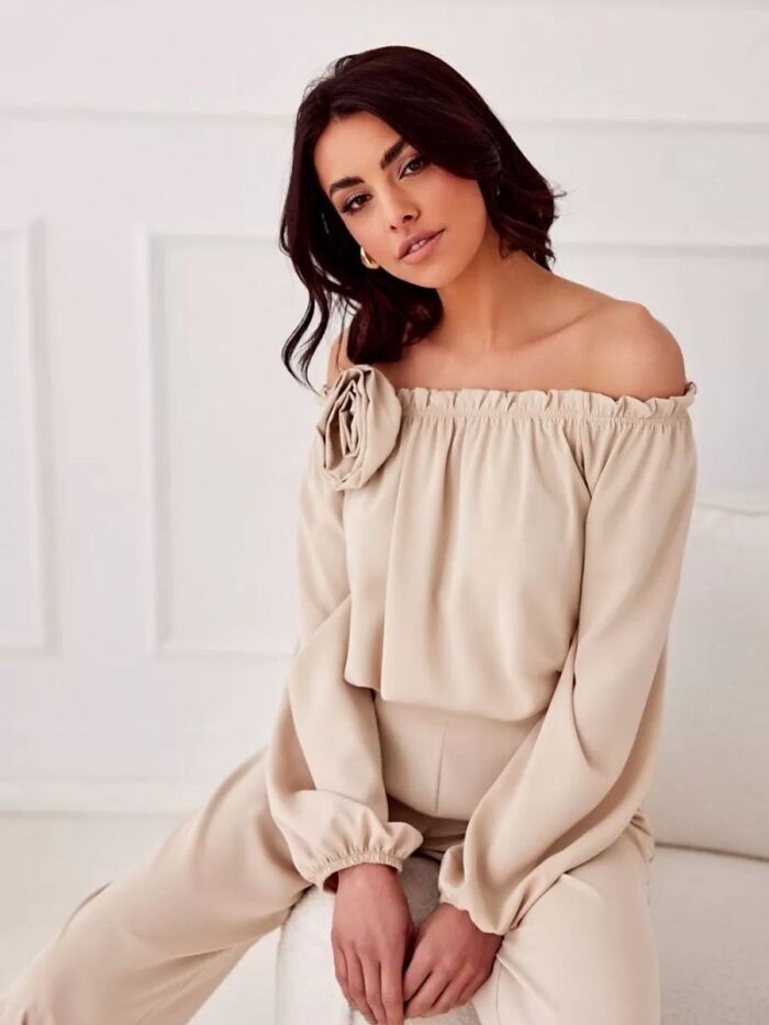 Elegant Satin Spanish Blouse Rosie Long Sleeves Perfect for Special Occasions (194777) lomora.store