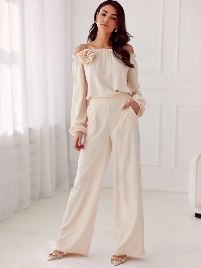 Elegant Satin Spanish Blouse Rosie Long Sleeves Perfect Fit Formal & Festive Wear (194778) lomora.store
