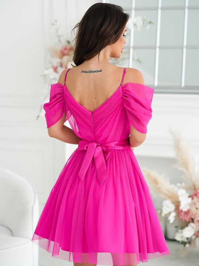 Stunning Spanish Tulle Sleeve Evening Gown Layered Flared Skirt Juicy Colors (196090) lomora.store