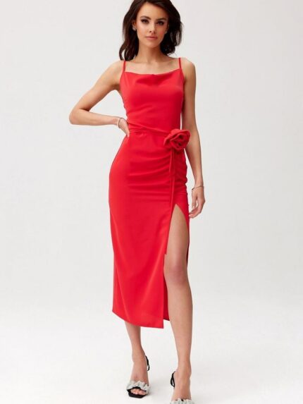 Stunning Maribel Midi Dress Sexy Backless Chic Rose Detail (196260)