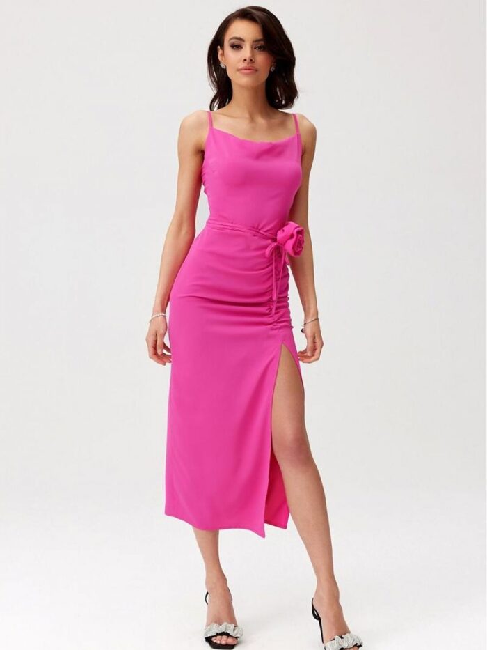Stunning Maribel Midi Dress Sexy Backless Chic Rose Detail (196263) lomora.store