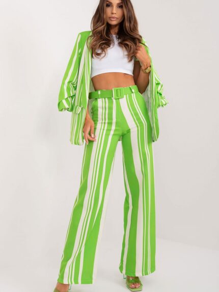 Elegant Wide Leg Striped Trousers High Waist Zip Button Fastening Perfect Comfort Style (197041)