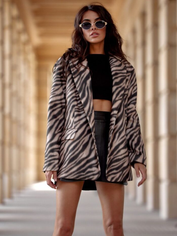 Ultra-Soft Zebra Print Blazer Warm Comfortable Oversized Polish Made (200172) lomora.store