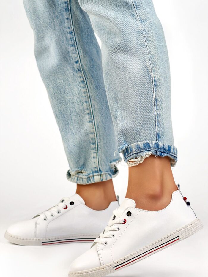 Luxuriöse Damen-Sneakers aus weißem Leder im klassischen Stil, ganzjährig bequem (822086) lomora.store