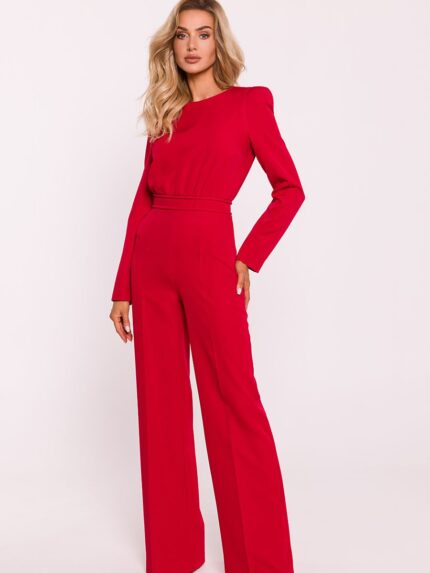 Chic Polish Made Elegant Womens Jumpsuit High Quality Fabric Modern Comfort Long Sleeves Padded Shoulders (200944)