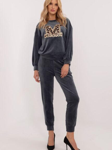 Luxurious Velor Women's Lounge Set Blouse Pants Casual Chic Soft Viscose Elastane Blend (201591)