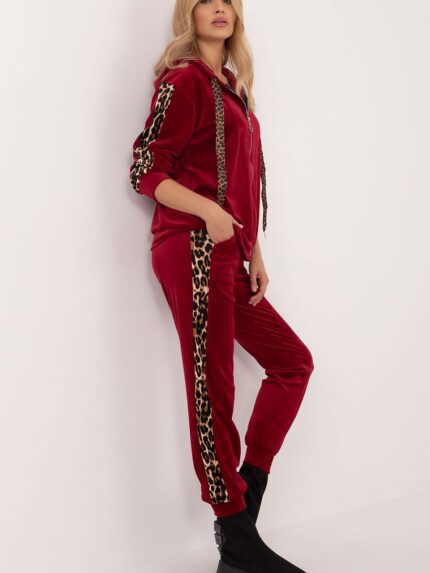 Luxurious Velor Women's Lounge Set Leopard Print Viscose Elastane Blend  (201594)
