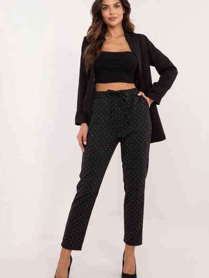 Luxury Rhinestone Embellished Viscose Blend Sweatpants Effortless Style Comfort & Elegance (201861)