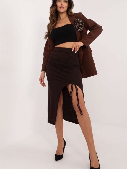 Elegant Ribbed Pencil Midi Skirt Perfect Casual Everyday Wear (201872)