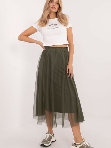 Effortless Elegance Midi Tulle Skirt Casual Chic Versatile Flared Lightweight Polyester  (202410)
