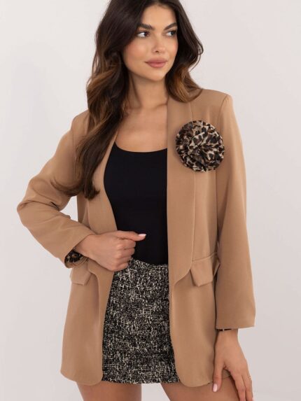 Elegant Leopard Print Jacket Classic Cut Shoulder Pads Work Formal Wear (202897)