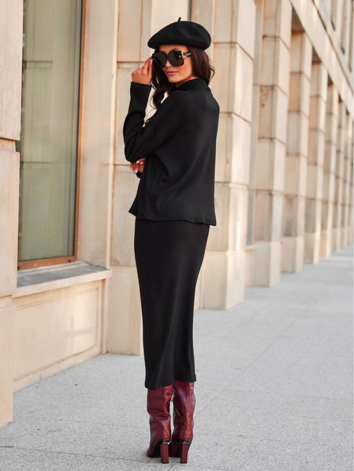 Elegant Knit Midi Skirt Versatile Warm & Comfortable Polish Made (202977) lomora.store