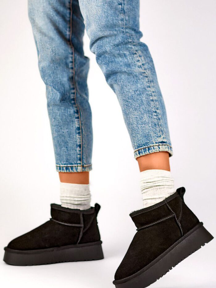 Bottes de neige luxueuses en cuir noir pour femmes Confort et style hivernaux ultimes (483721) lomora.store