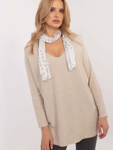 Elegant Viscose Blend Sweater with Scarf  Perfect for Any Occasion  Luxurious Comfort and Style (203743)
