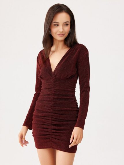 Stunning Glittery Mini Dress Bodycon Fit Long Sleeves Polish Made (203817)