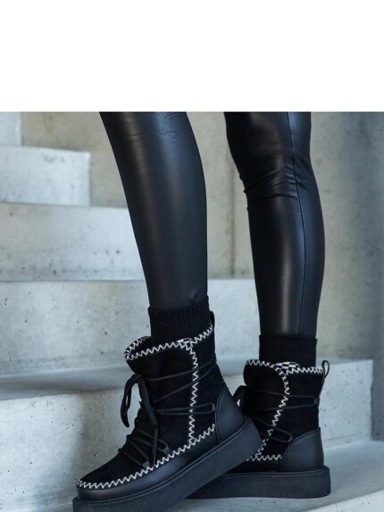 Ultimate Warmth Stylish Black Leather Lace-Up Platform Winter Boots (204706)