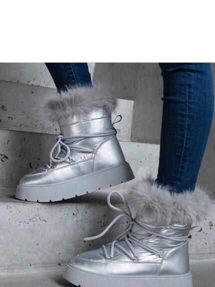 Arilla Silver Fur Lined Platform Snow Boots Ultimate Winter Fashion Comfort (204797)