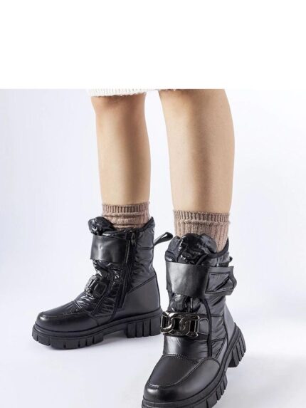 Unbeatable Warmth Stylish Athos Black Buckle Snow Boots Perfect Winter Footwear (204814)