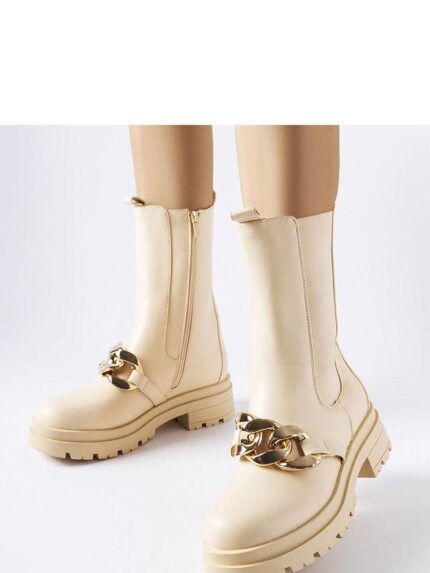 Elegant Beige Ankle Boots Weatherproof Winter Footwear for Women (204833)