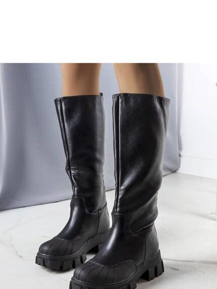 Luxury Black Leather Thigh High Boots Warm Winter Comfort Style (204844)