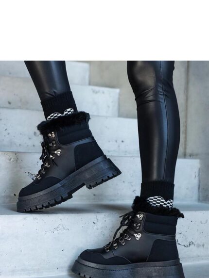 Ultimate Warmth Eco-Leather Platform Boots Fur Trim Ankle High Winter Shoes (205025)