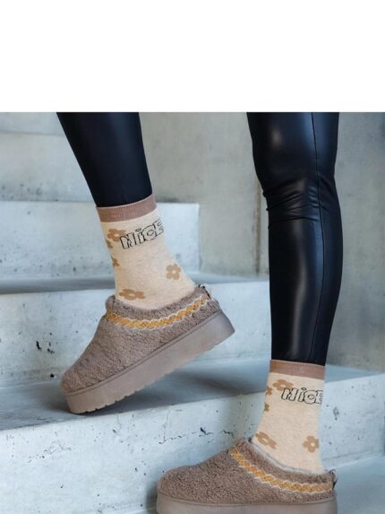 Greene's Embroidered Low Shaft Brown Snow Boots Ultimate Winter Comfort and Style (205026)