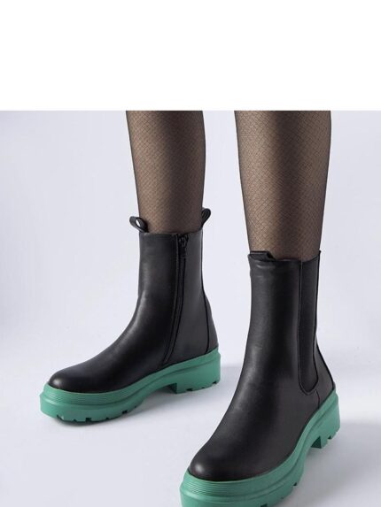 Elegant Green Sole Georgette Ankle Boots Warm Waterproof Stylish Autumn Winter Shoes (205075)