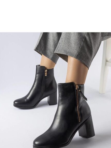 Edilio Black Insulated Ankle Boots Perfect Winter Footwear High Heel Warm Comfort Zipper Closure (205097)
