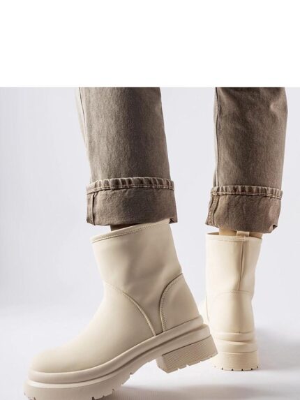 Elegant Beige Rubber Insulated Ankle Boots Warm Waterproof Stylish Comfort Autumn Winter (205111)