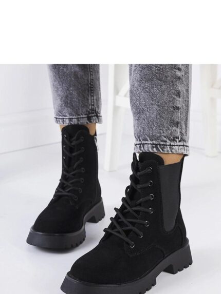 Elegant Black Eco-Suede Swinford Ankle Boots Warm Winter Comfort Style (205157)