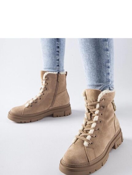 Luxurious Eco-Suede Beige Insulated Ankle Boots Warm Comfortable Stylish Winter Footwear (205814)