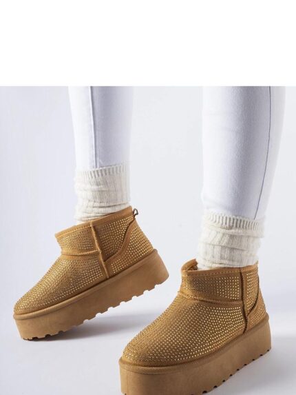 Elegant Brown Sonora Snow Boots Eco Leather Zircon Detailing Perfect Winter Style (205829)