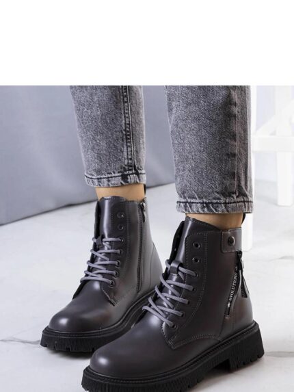 Luxurious Organic Leather Anja Gray Insulated Trapper Boots Perfect for Cold Weather (205885)