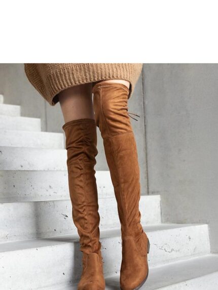 Ultimate Comfort Eco-Suede Platform Boots Brown Almond Toe Slip-On (206437)