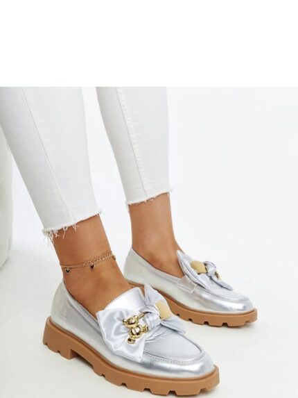Elegant Silver Buckle Moccasins Comfortable Synthetic Leather Slip Ons Spring Summer (206463)
