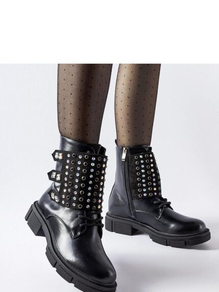 Elegant Rhinestone Ankle Boots Luxurious Comfort Durable Rubber Perfect for Fall Spring (206513)