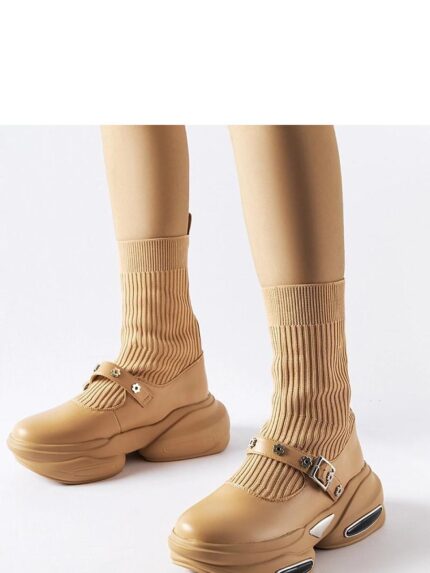 Ivana Beige Sock Boots: Stylish Comfortable All Day Wear (206518)