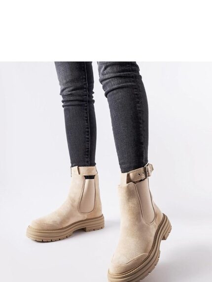 Abela Beige Leather Boots Elegant Clasp Design Comfort Style Eco-Friendly Fall Spring (206528)