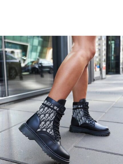 Elegant Black Giraldo Monogram Trapper Boots Stylish Comfortable Autumn Winter Shoes (206531)
