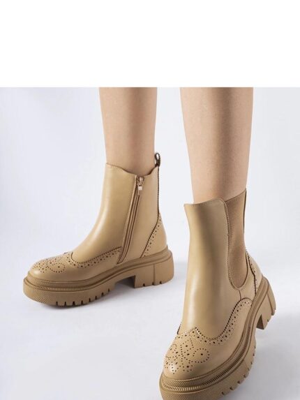 Elegant Dark Beige Castella Ankle Boots Eco Leather Perfect Fit Autumn Spring Footwear (206535)
