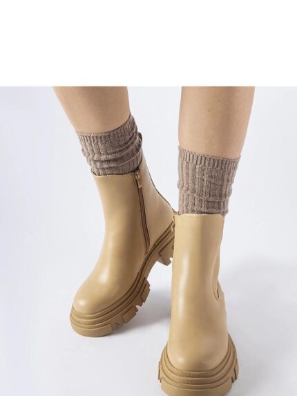 Elegant Beige Eco-Leather Ankle Boots Superior Comfort & Style Perfect for AutumnWinter (206537)