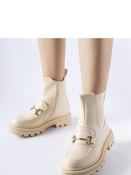 Luxurious Beige Patent Leather Ankle Boots Elegant Style Warmth Comfort (206539)