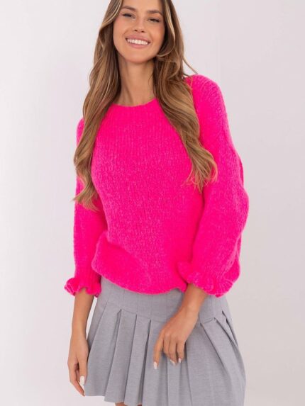 Luxurious Italian Knit Sweater Casual Elegance Soft Blend 3 4 Sleeves (206724)