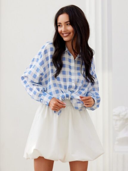 Dramatic Asymmetric Oversized Button Cuff Long Sleeve Shirt Roco Fashion (206988)
